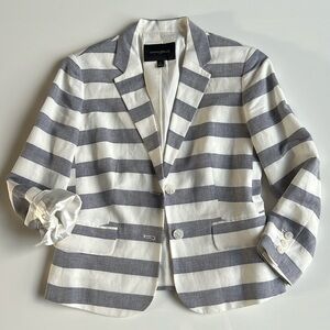 Banana Republic stripped Blazer navy blue and white Linen and Cotton mix